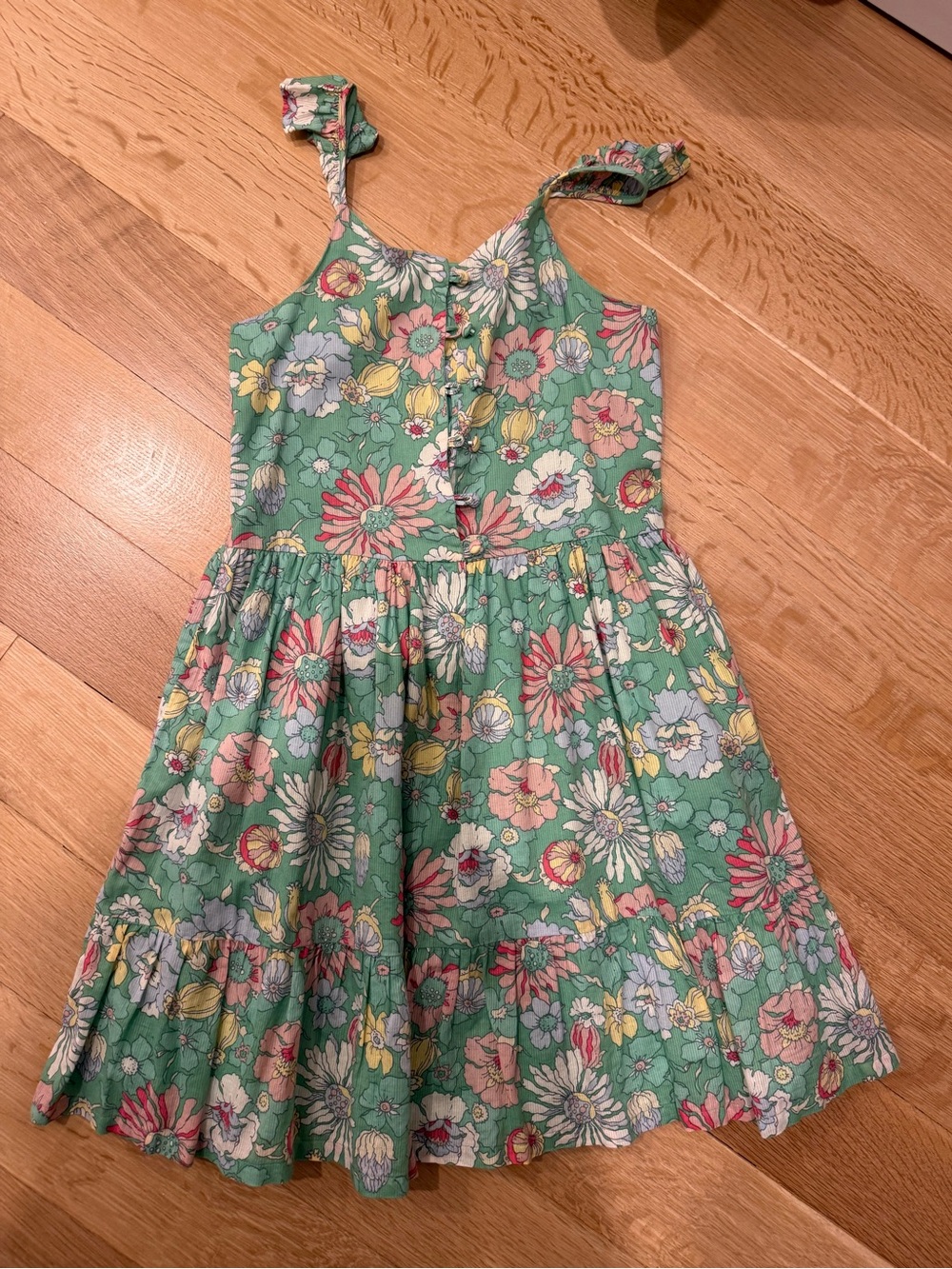 GAP Green Floral Sundress with Pink & Yellow Accents